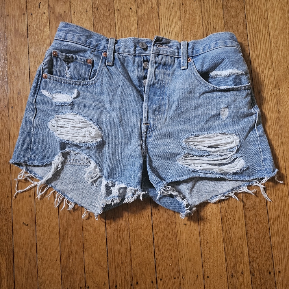 Levi's 501 original fit high rise shorts, camp point, size 26